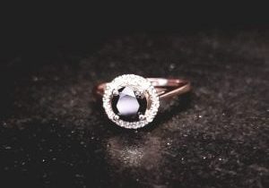 Black diamond rose gold ring mDU0012