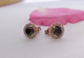 Black diamond rose gold studs mDU0011
