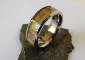 wild olive wood titanium ring